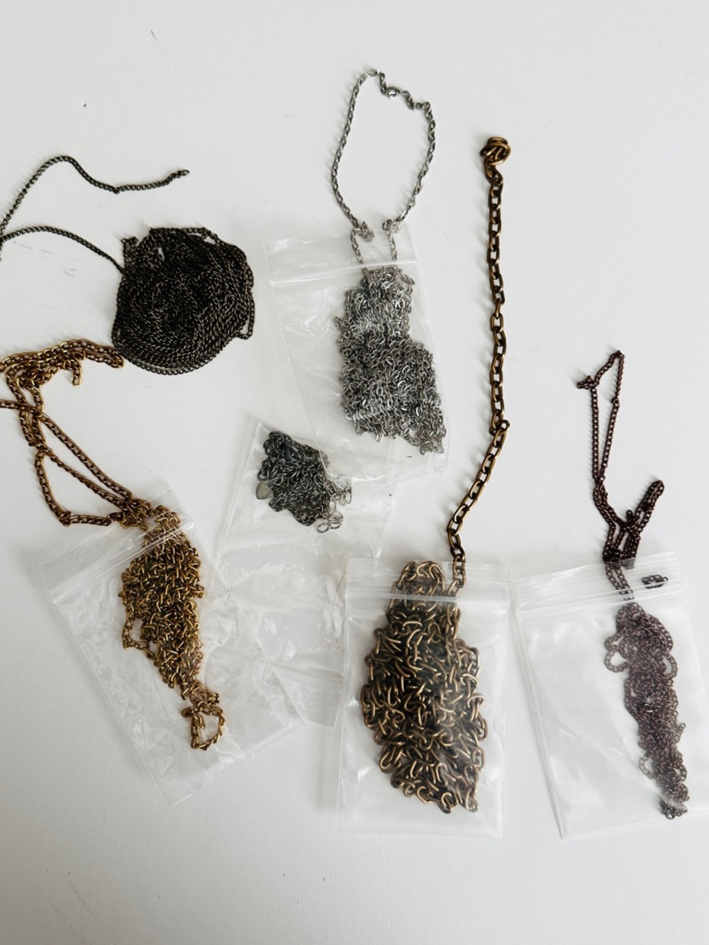 Lot #2 Mixed Metal Necklace Chains Lot - Gold, Bronze, Silver, Black